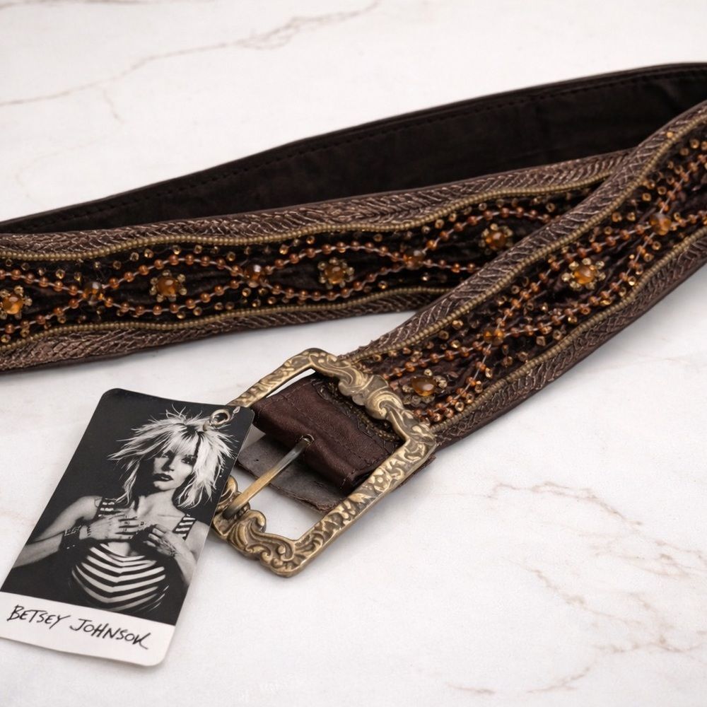 NWT Betsey Johnson Embellished Leather Belt